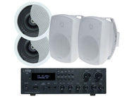 Studio Acoustics 6" Indoor Outdoor Ceiling Speaker Package with Bluetooth Amplifier 182C+SA350W+SA850W