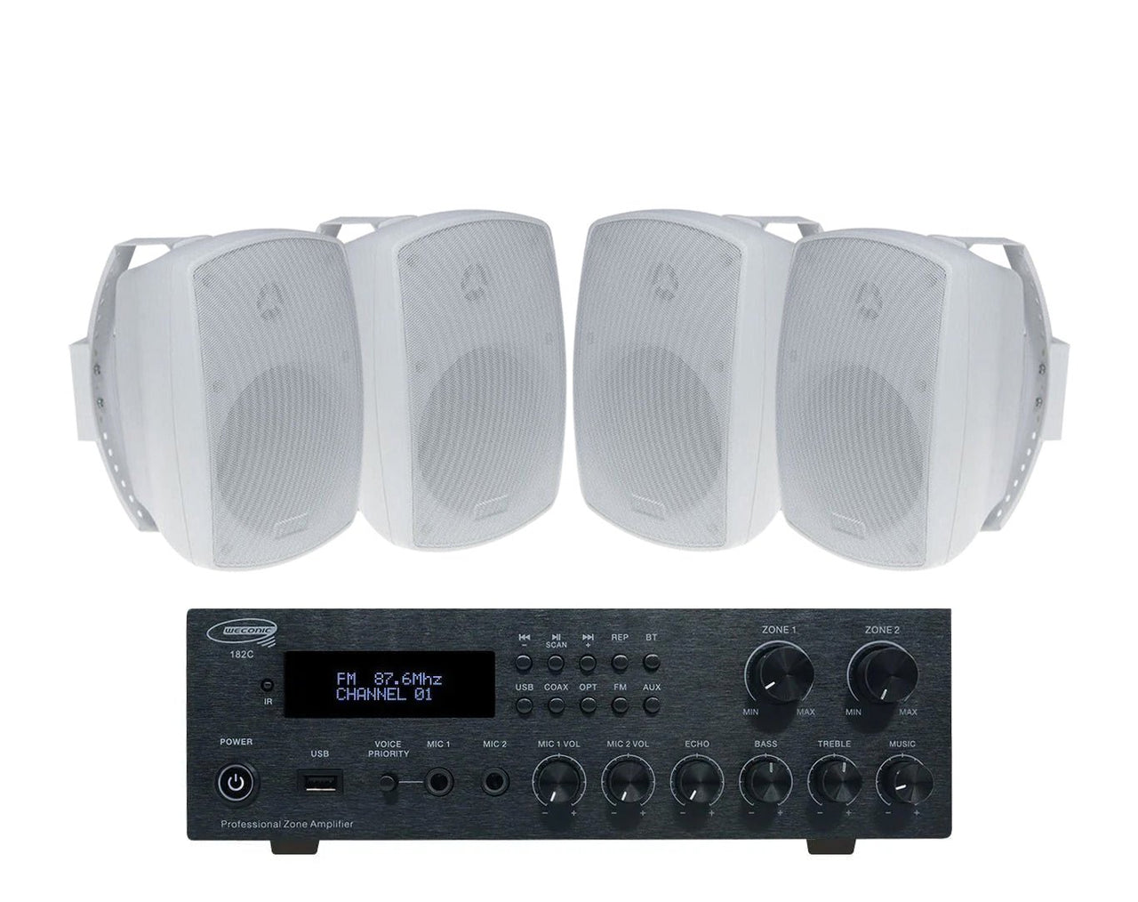Outdoor Speaker Package with 160W Bluetooth Amplifier White 182C+2xSA850W