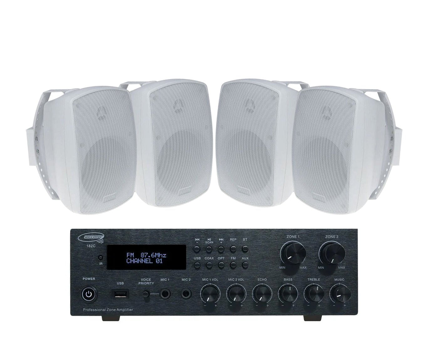 Outdoor Speaker Package with 160W Bluetooth Amplifier White 182C+2xSA850W
