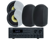 Weconic 6" Indoor Outdoor Ceiling Speaker Package with Bluetooth Amplifier 182C+LGC63+WTP660-BLK