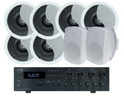 Studio Acoustics 5.25" Indoor Outdoor Ceiling Speaker Package with Bluetooth Amplifier 184C+3xSA350W+SA850W