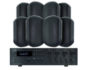 Weconic Outdoor Speaker Package with 320W Bluetooth Amplifier Black 184C+4xWTP660BLK