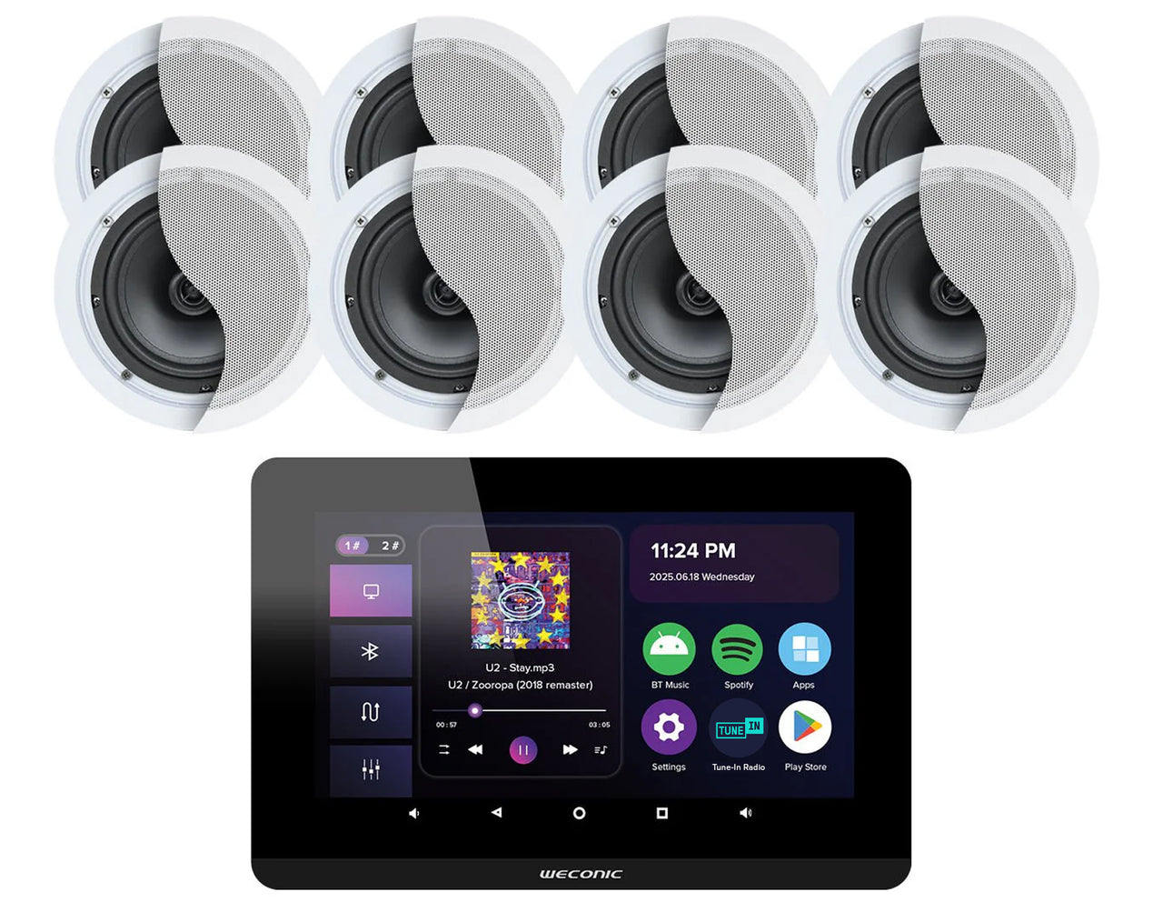 Weconic 7" Touchscreen Wall Amplifier with 6" Speaker Package