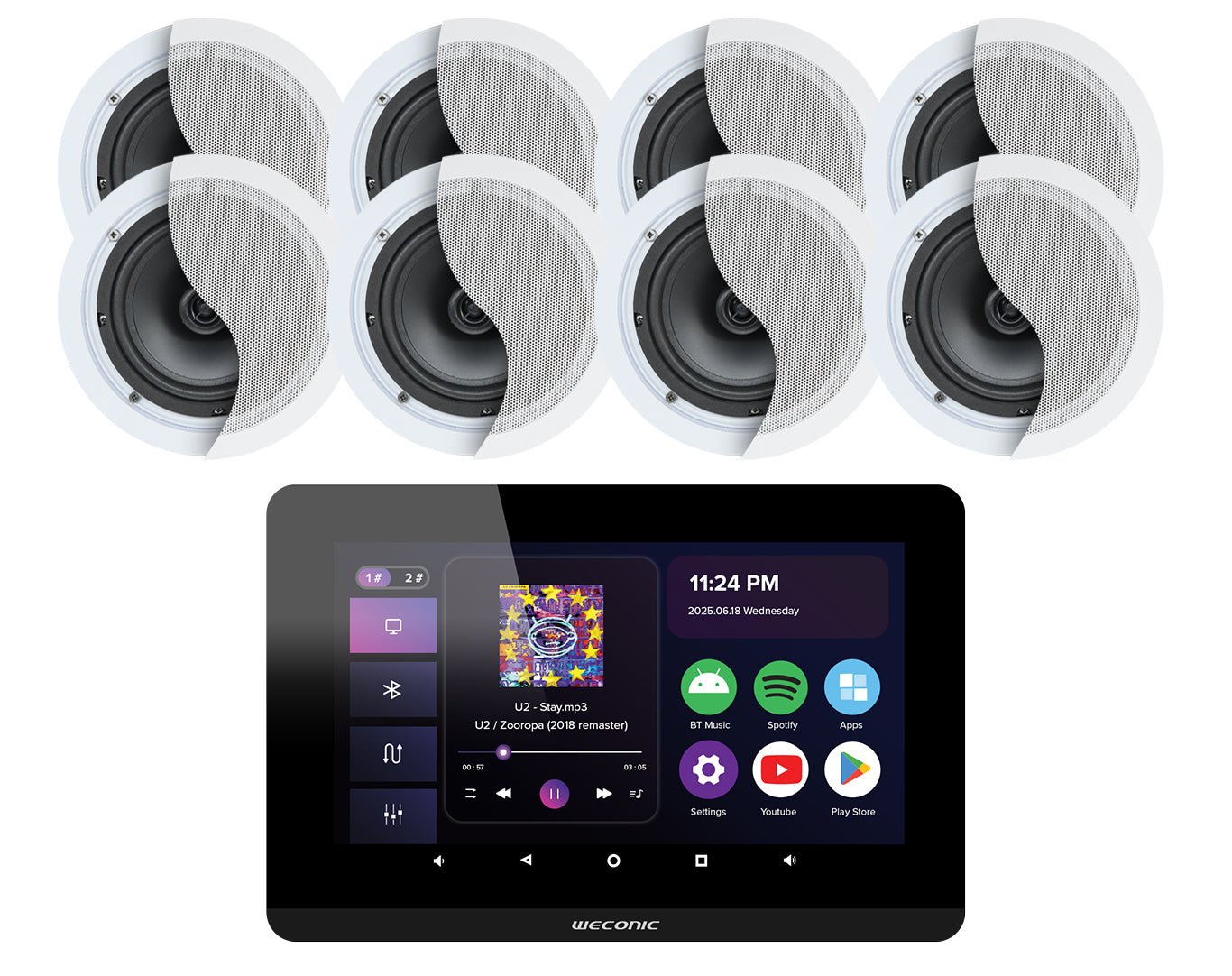 Weconic 7" Touchscreen Wall Amplifier with 6" Speaker Package