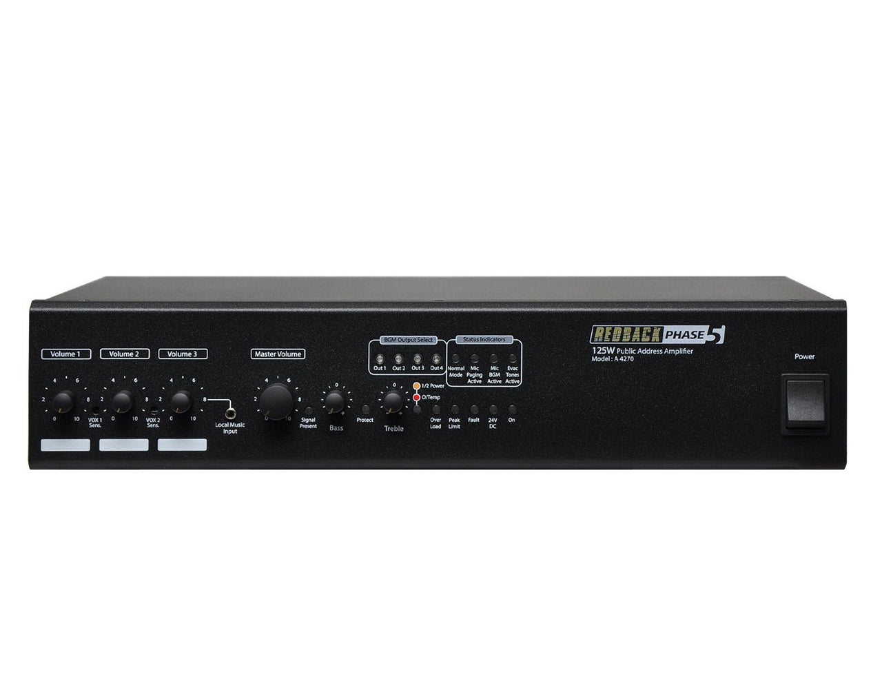 Redback 4 Zone 125 Watt 100V Public Address Mixer Amplifier A4270