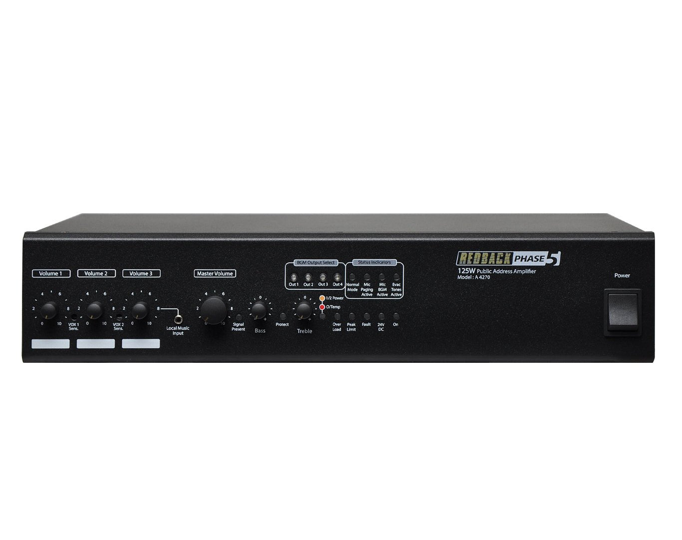 Redback 4 Zone 125 Watt 100V Public Address Mixer Amplifier A4270