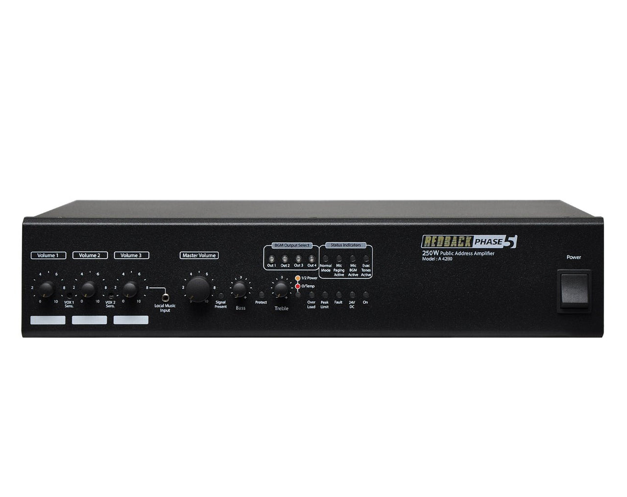 Redback 4 Zone 250 Watt 100V Public Address Mixer Amplifier A4280A