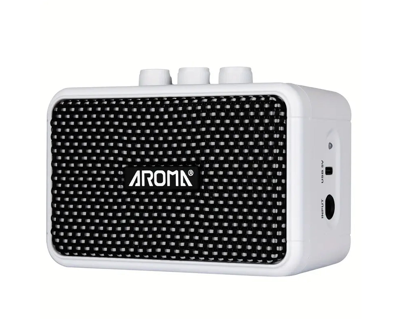 AROMA Portable Mini Guitar Amplifier with Bluetooth White AG-04-WHT