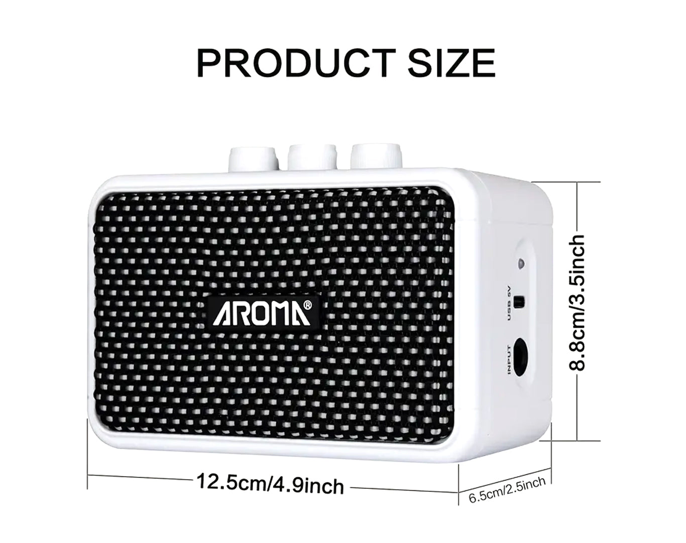 AROMA Portable Mini Guitar Amplifier with Bluetooth White AG-04-WHT