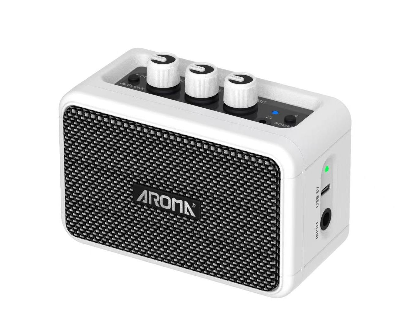AROMA Portable Mini Guitar Amplifier with Bluetooth White AG-04-WHT