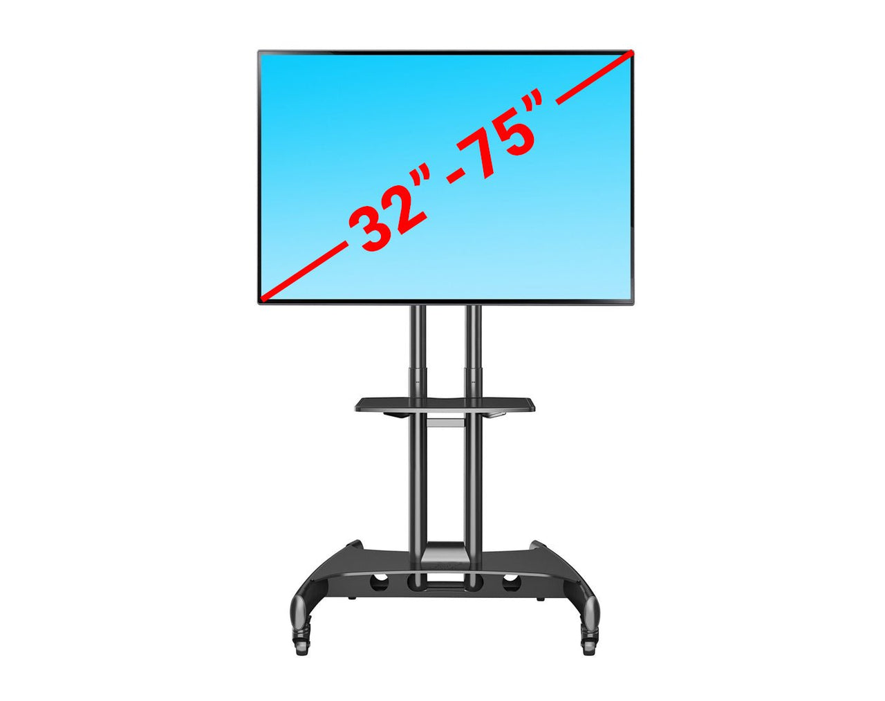 32" - 75" TV Trolley Floor Stand on Wheels 45kg Capacity AVA1500