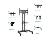 32" - 75" TV Trolley Floor Stand on Wheels 45kg Capacity AVA1500