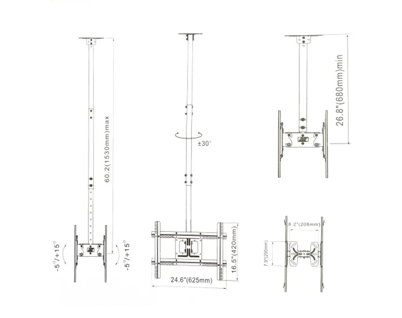 Double Ceiling TV Mount 32" - 65" B011