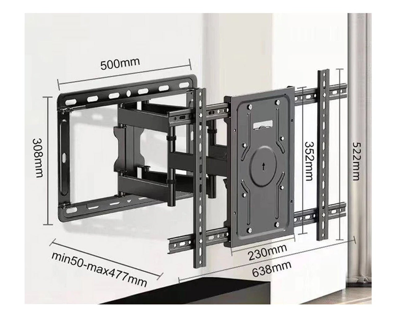 Full Motion TV Wall Bracket Dual Arm Heavy Duty B014