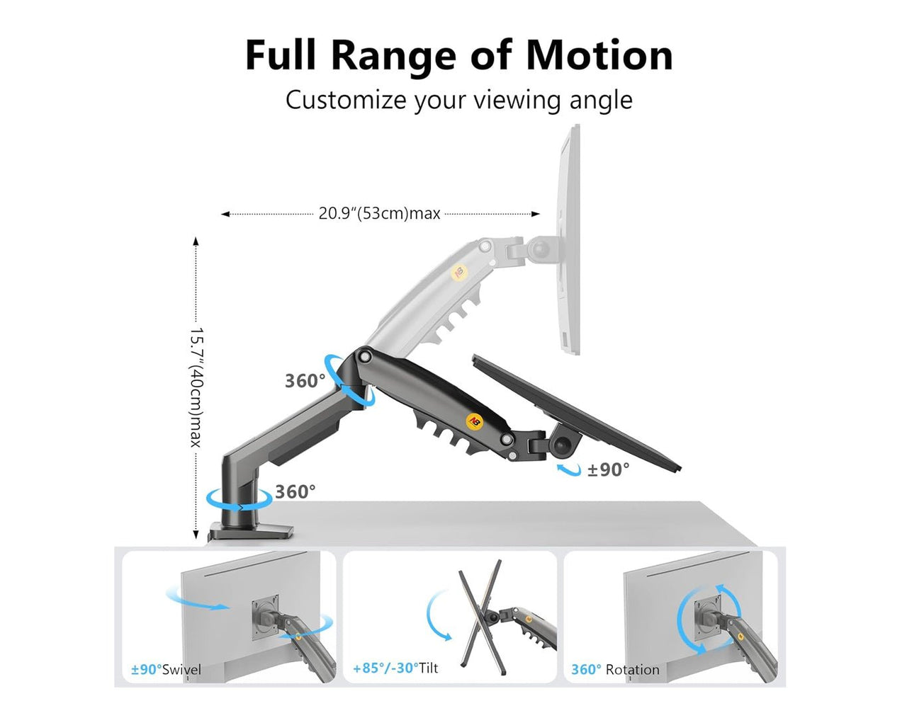 Dual Arm Monitor Desk Mounts 17" - 27" Screens B032
