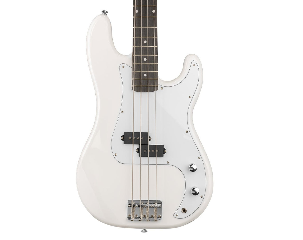 Freedom 4 String Medium Scale Electric Bass Guitar White PB-WH