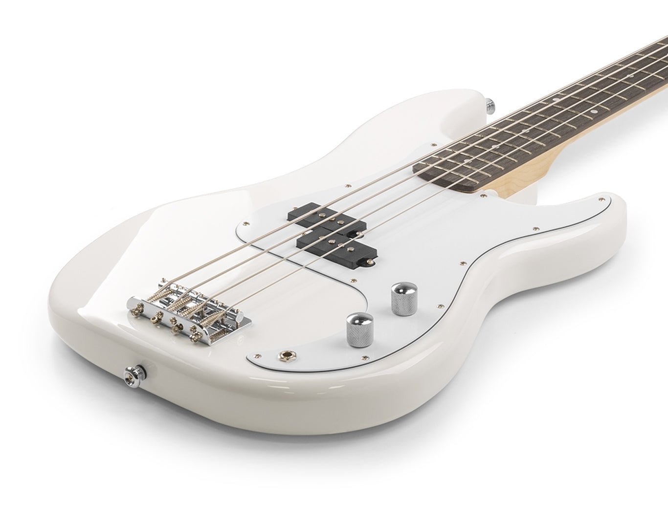 Freedom 4 String Medium Scale Electric Bass Guitar White PB-WH