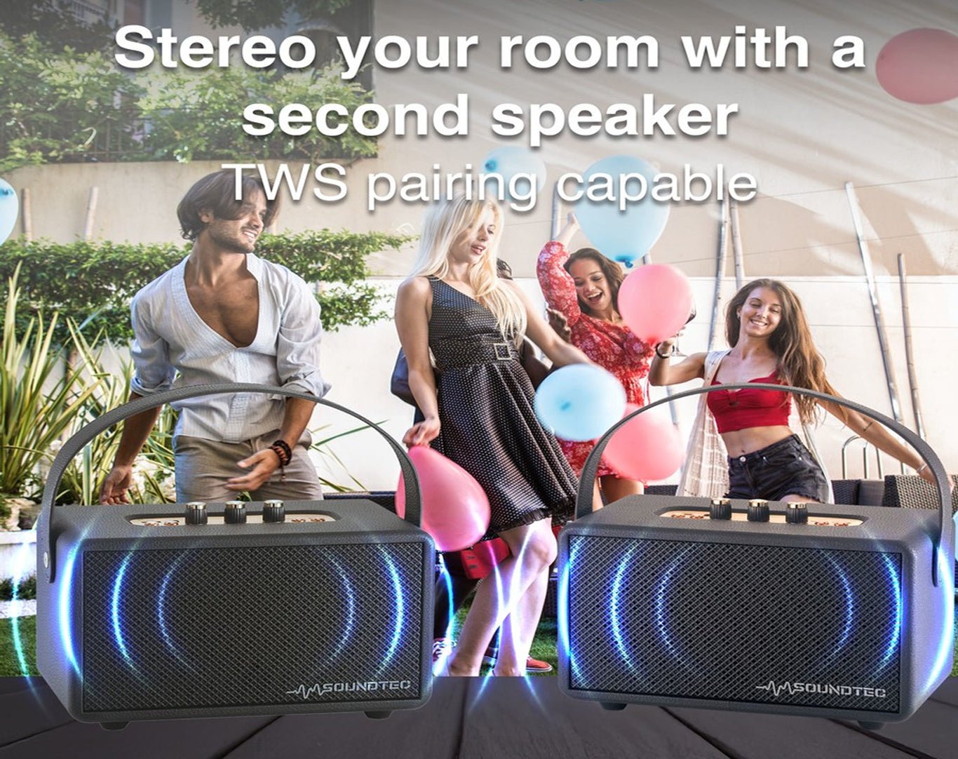 LASER *REFURBISHED* SoundTec Retro 24W BoomBox with Carry Strap