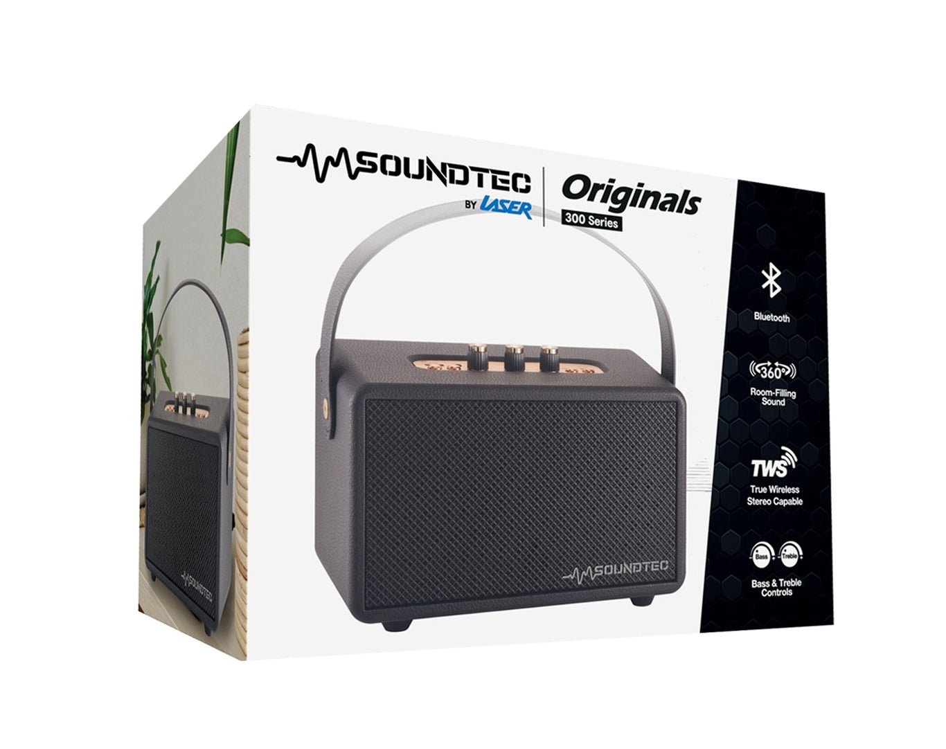 LASER *REFURBISHED* SoundTec Retro 24W BoomBox with Carry Strap