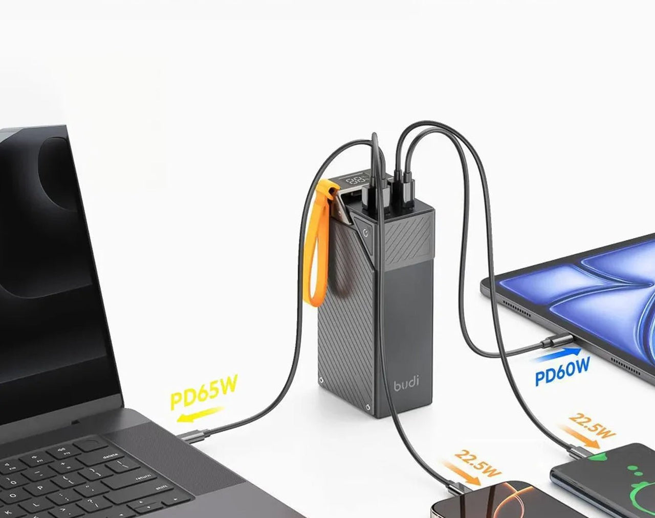 BUDI 65W PD+Dual QC3.0 Powerbank Laptop PC 30,000mAh PB810B