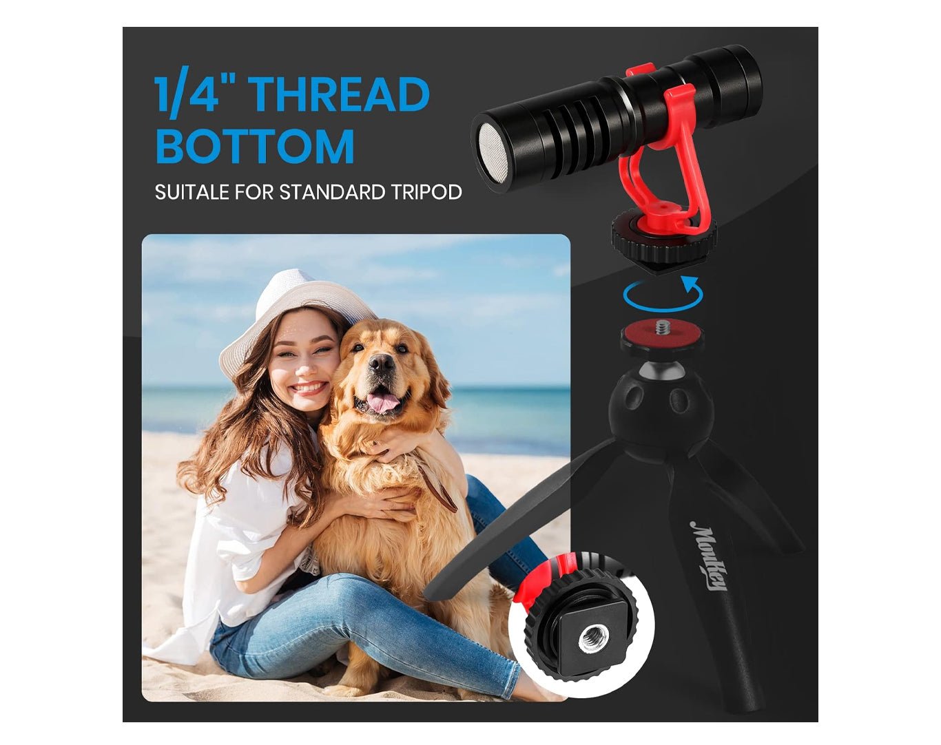 Moukey Camera Microphone with Accessories for Vlogging Camera/Smartphone MCM-1