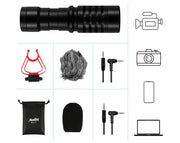 Moukey Camera Microphone with Accessories for Vlogging Camera/Smartphone MCM-1