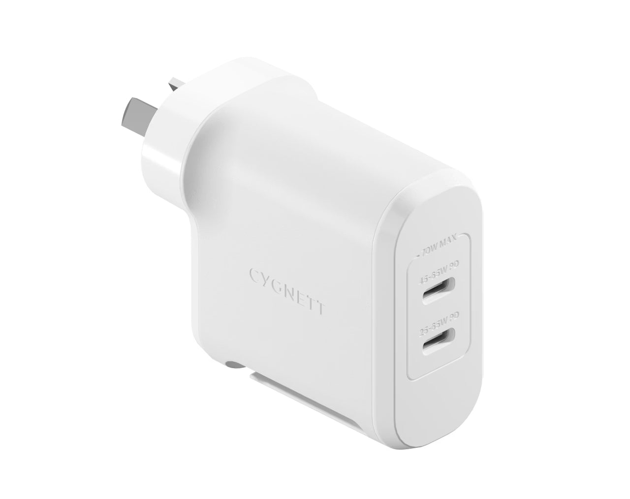 Cygnett PowerMaxx 70W Dual Port GaN Wall Charger CY4132PBCHE