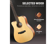 DONNER 41" Full Size Acoustic Guitar Left Handed DAG-1CL