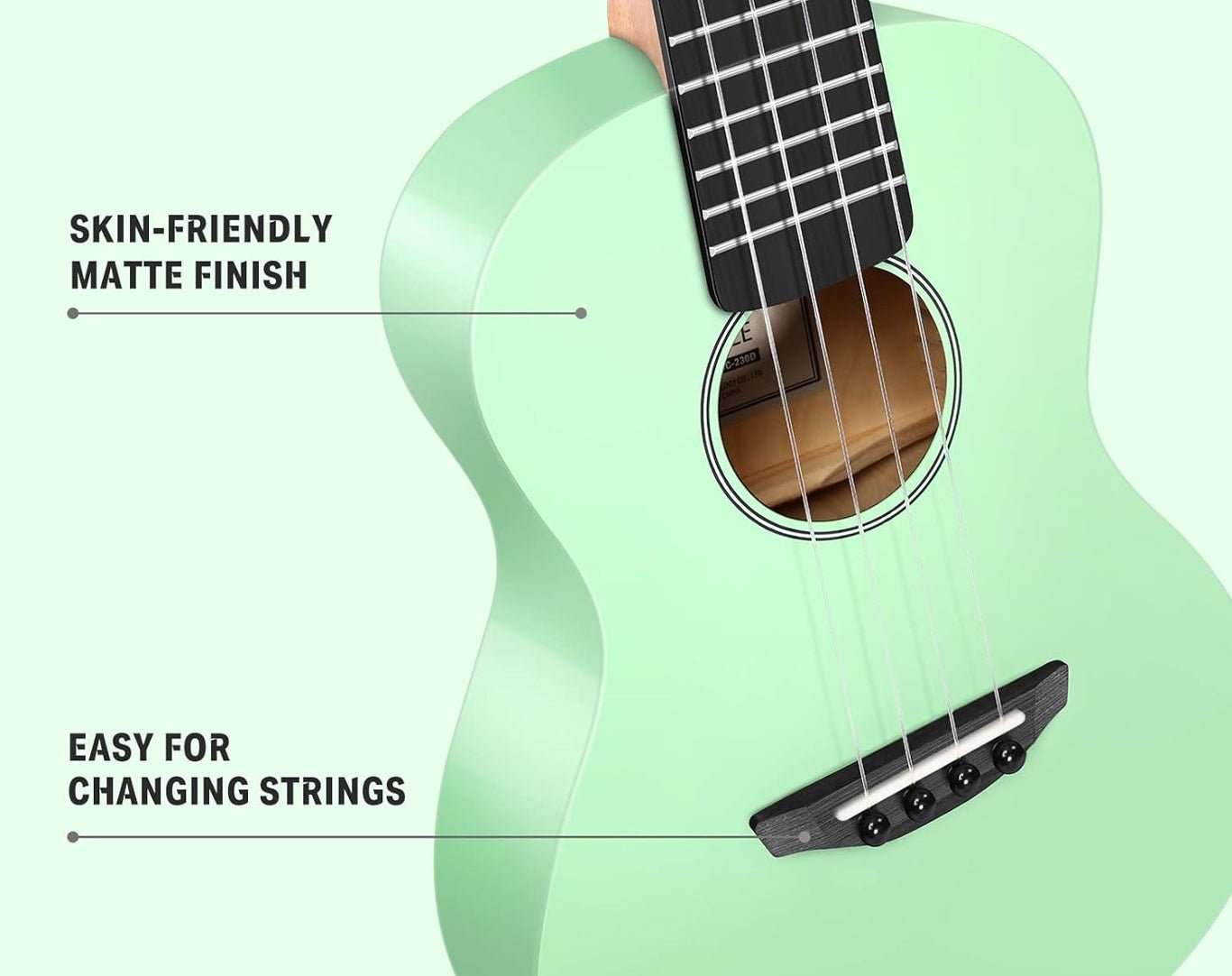 DONNER 23" Maple Concert Ukulele 4 String Bundle Green DUC-230G