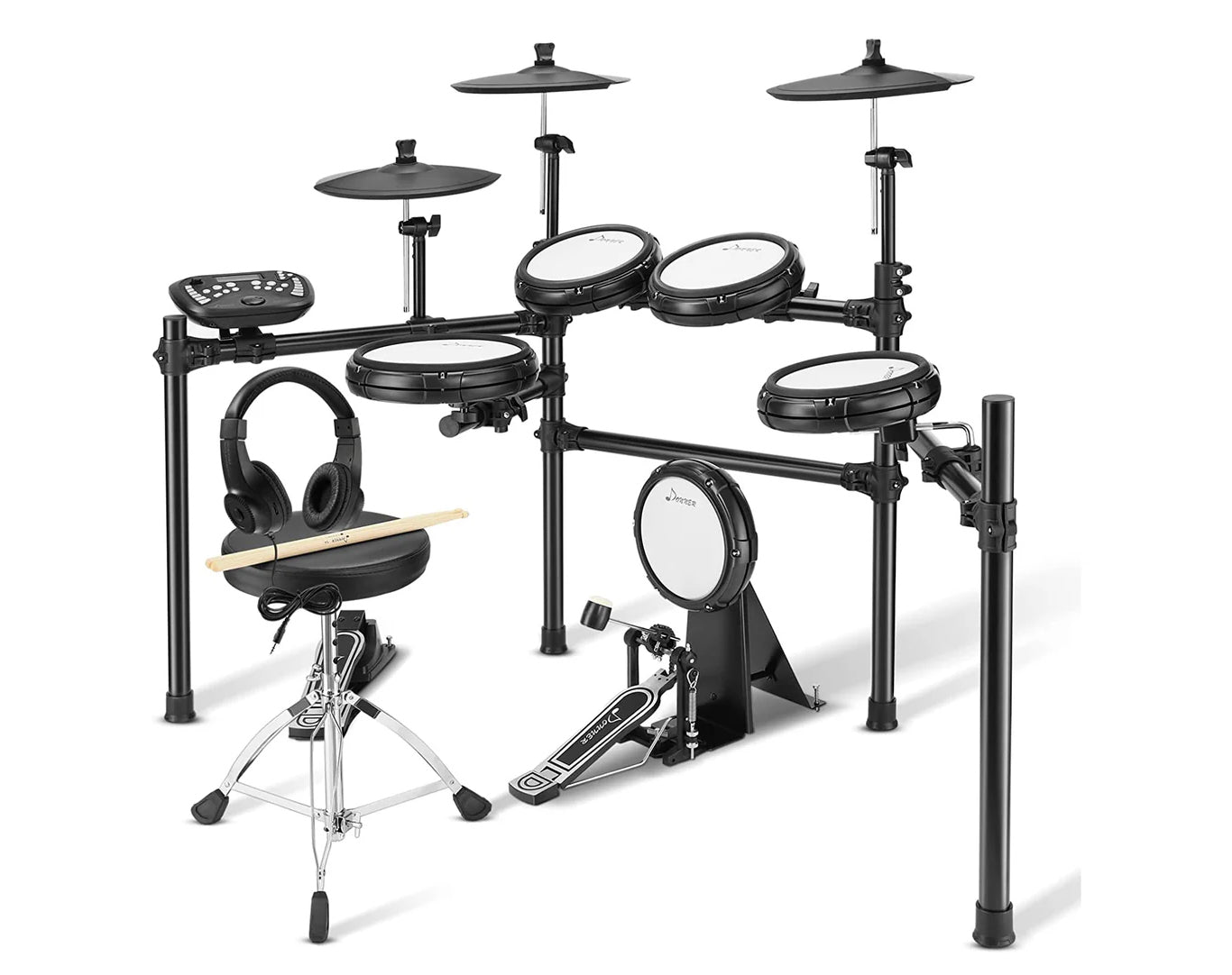 Donner Electronic Drum Set Kit with Stool Sticks Headphones DED-400