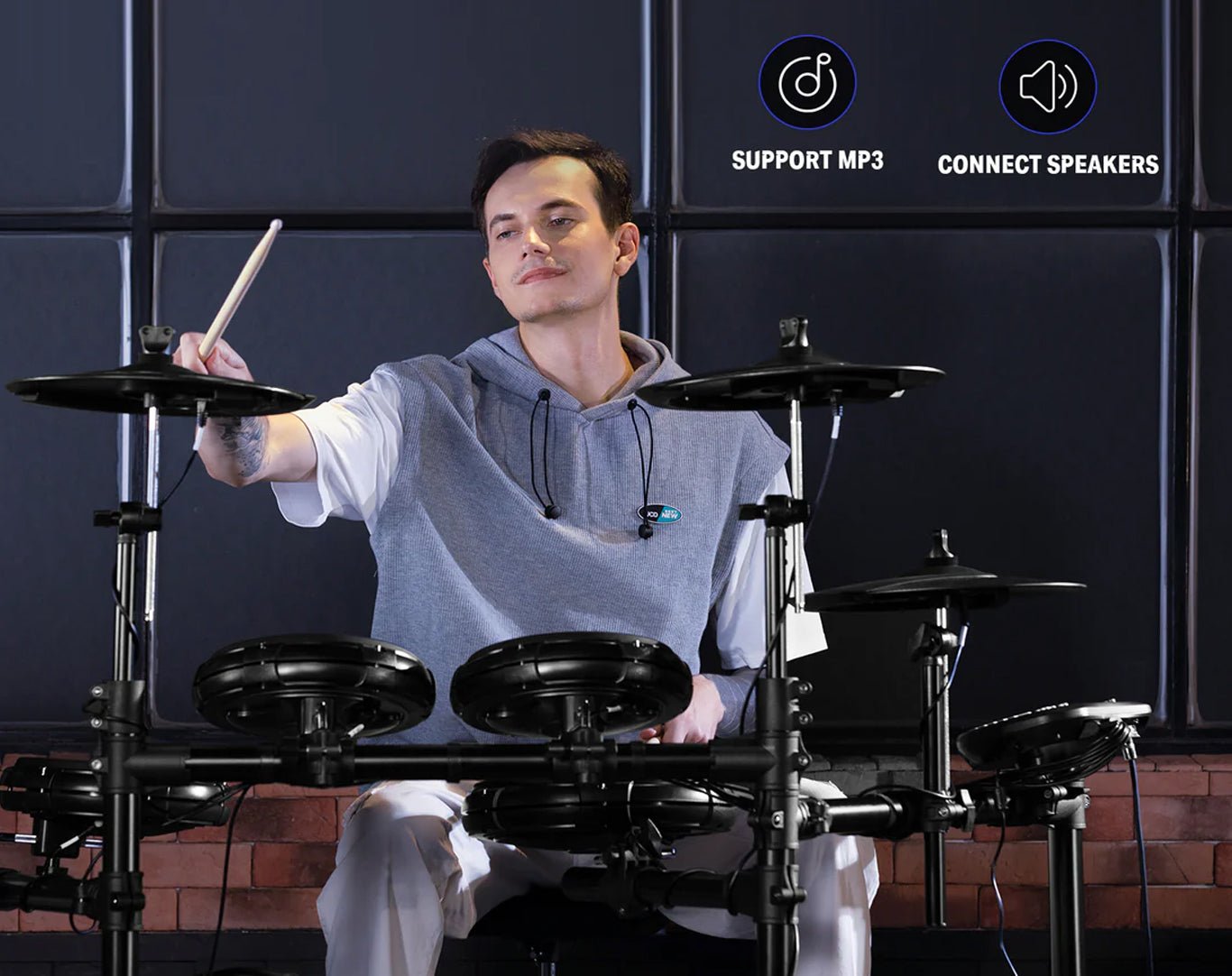 Donner Electronic Drum Set Kit with Stool Sticks Headphones DED-400