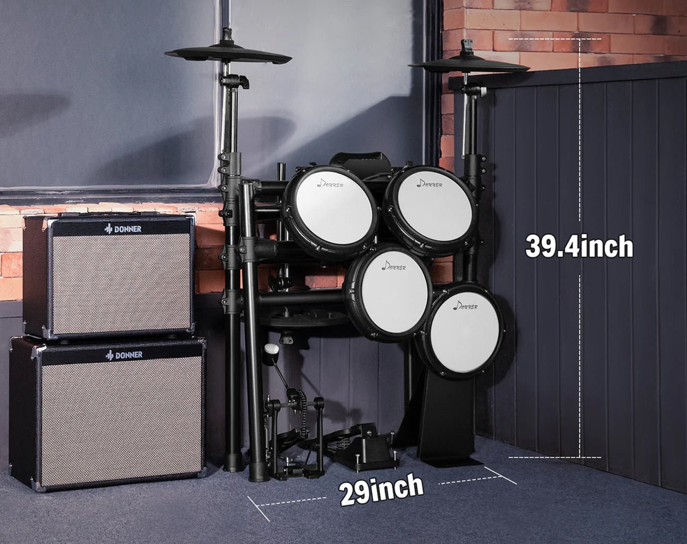 Donner Electronic Drum Set Kit with Stool Sticks Headphones DED-400