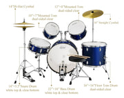 Eastar 5 Piece Poplar Acoustic Drum Kit EDS-480 Metallic Blue