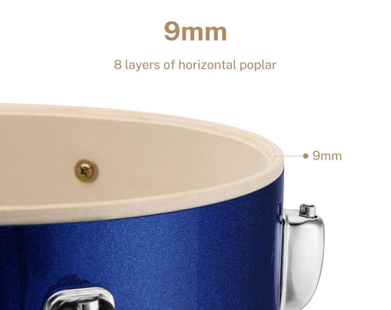 Eastar 5 Piece Poplar Acoustic Drum Kit EDS-480 Metallic Blue