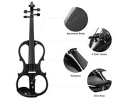 Freedom Student Electric Violin with Case Black White Natural EV31 