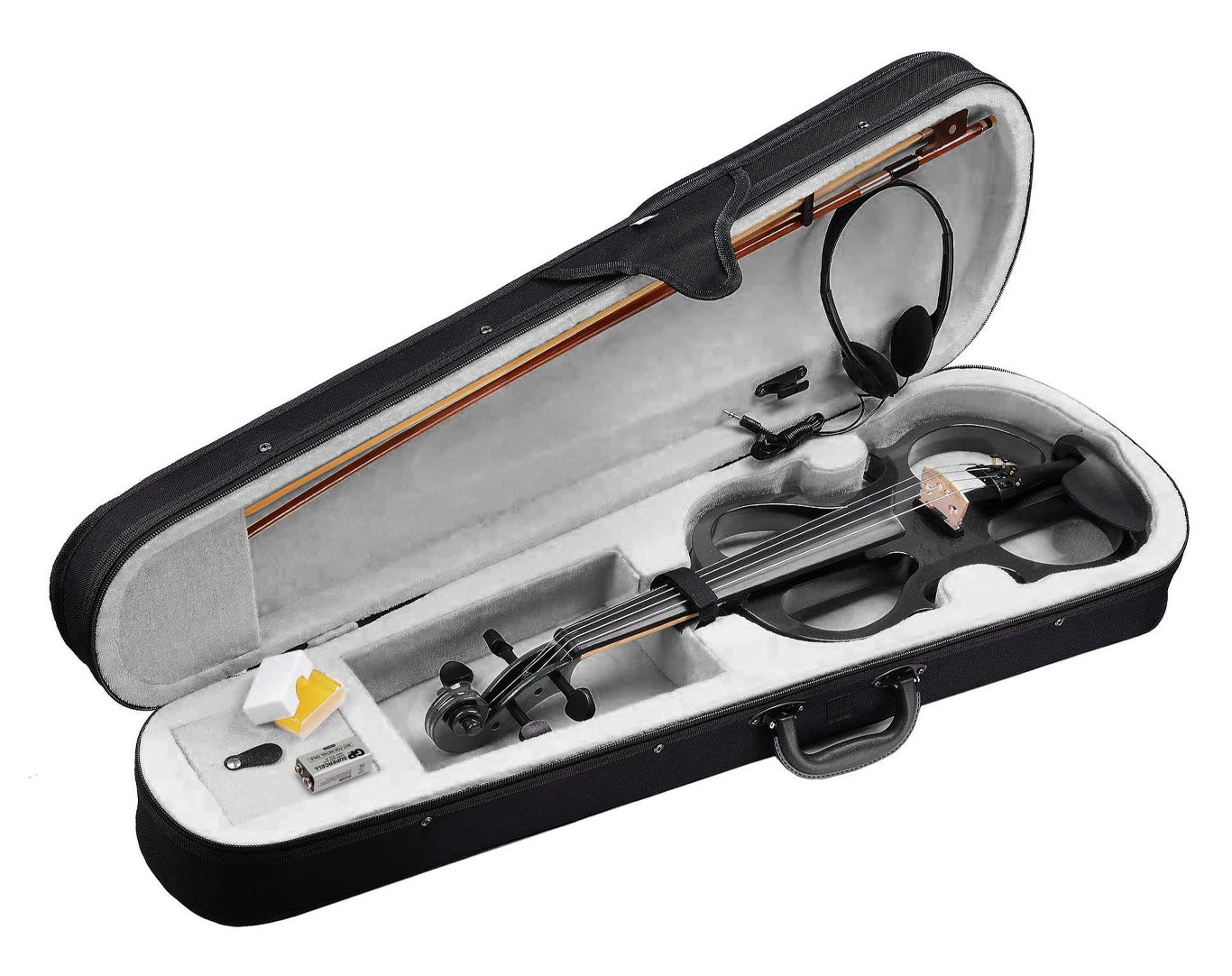 Freedom Student Electric Violin with Case Black White Natural EV31 