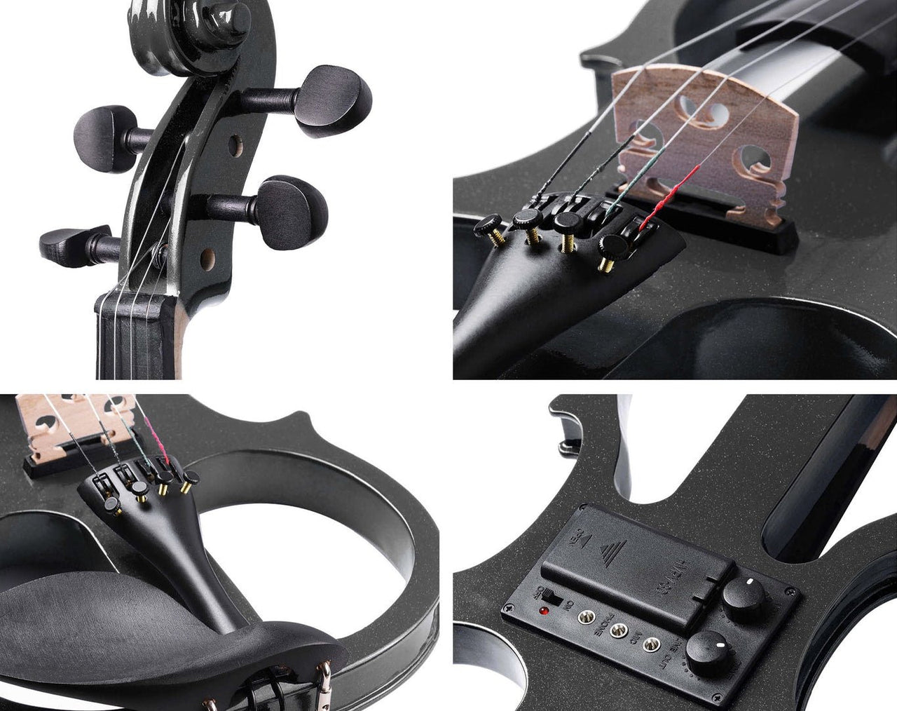 Freedom Student Electric Violin with Case Black White Natural EV31 