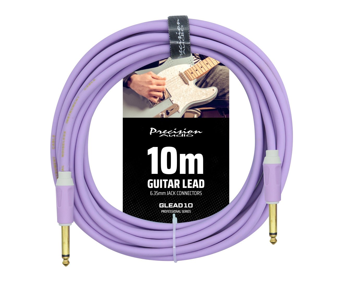 Precision Audio 1/4" 6.35mm Guitar Lead Instrument Cable Purple 10m GLEAD10-PUR