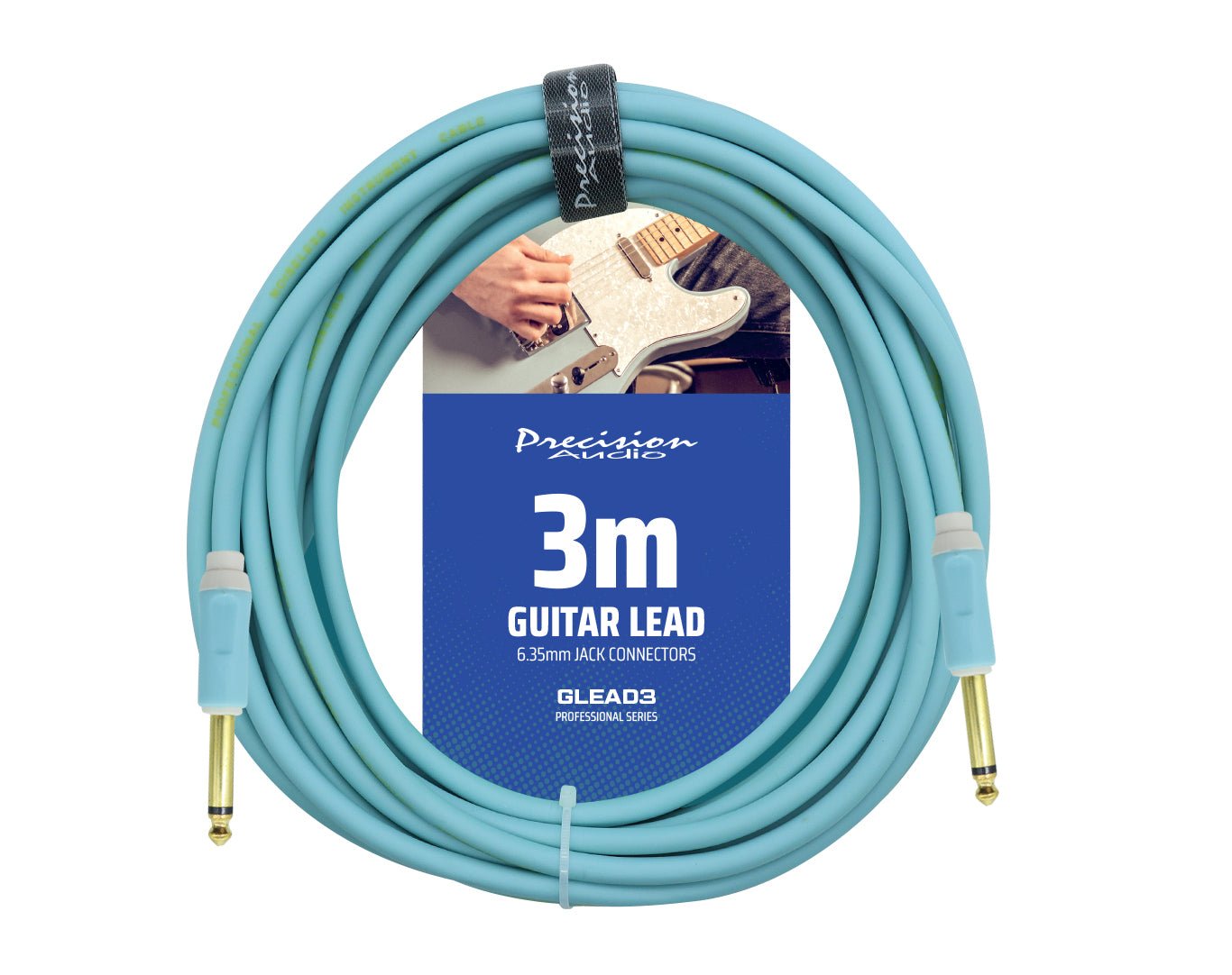 Precision Audio 1/4" 6.35mm Guitar Lead Instrument Cable Blue 3m GLEAD3-BLU