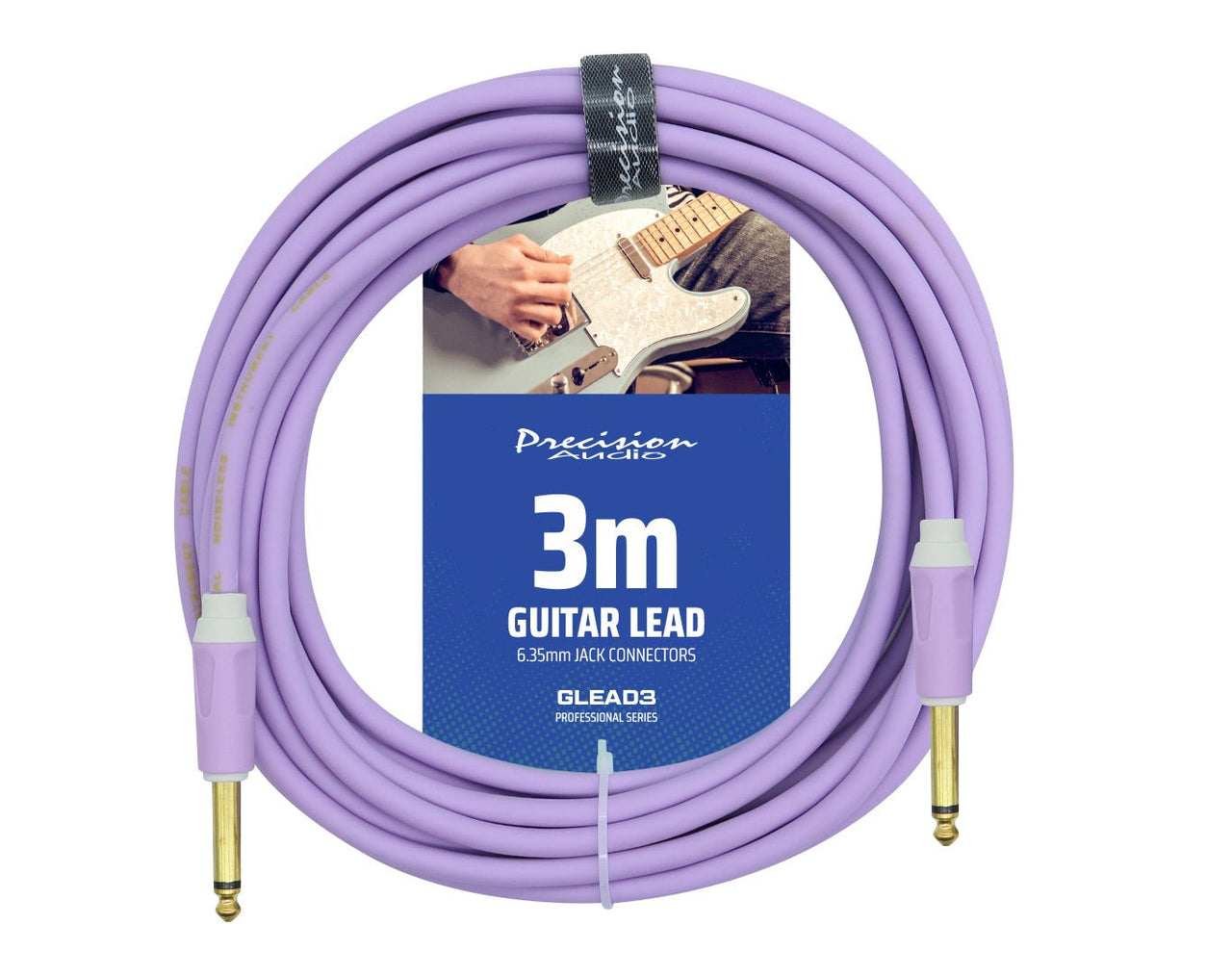 Precision Audio 1/4" 6.35mm Guitar Lead Instrument Cable Purple 3m GLEAD3-PUR