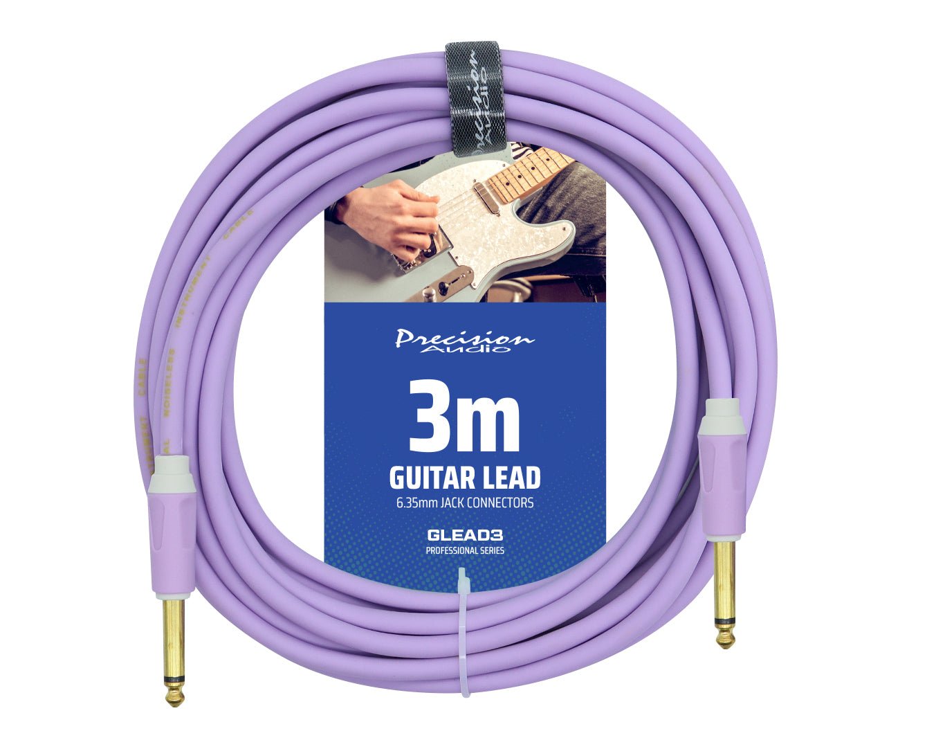 Precision Audio 1/4" 6.35mm Guitar Lead Instrument Cable Purple 3m GLEAD3-PUR
