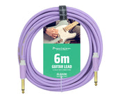 Precision Audio 1/4" 6.35mm Guitar Lead Instrument Cable Purple 6m GLEAD6-PUR