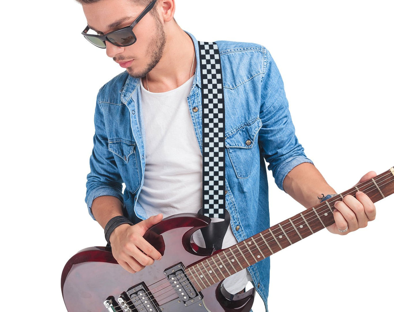 Freedom Guitar Strap Black & White Checkerboard GSTRAP3-07
