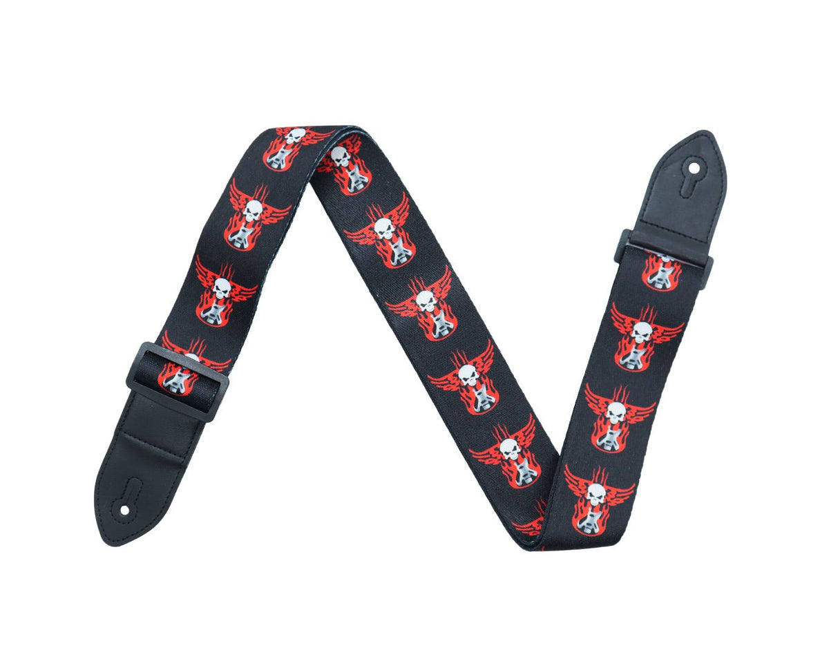 Freedom Guitar Strap Red Skull Design GSTRAP2-HT15