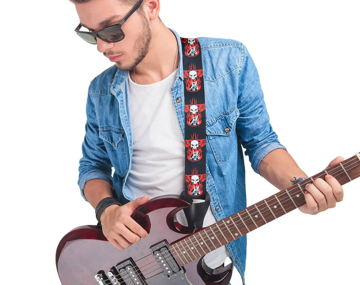 Freedom Guitar Strap Red Skull Design GSTRAP2-HT15