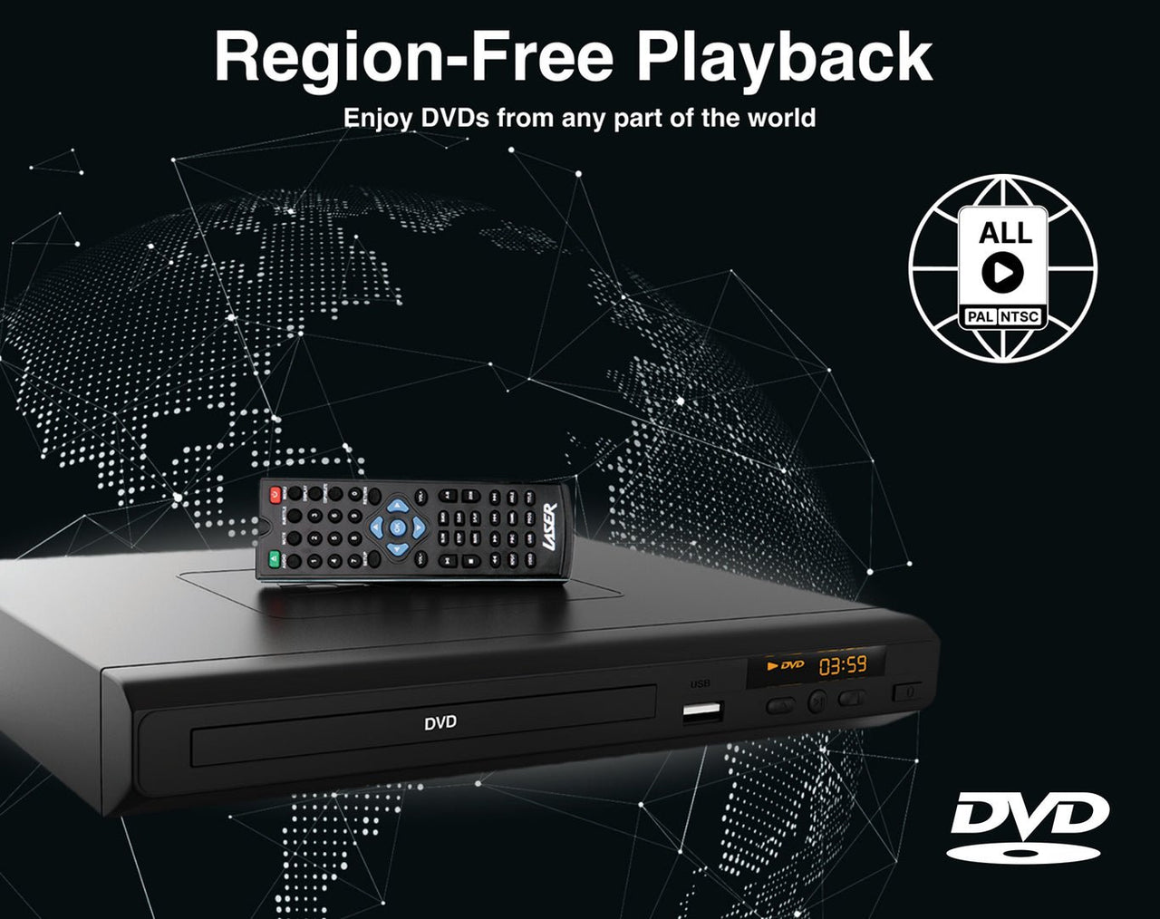 LASER *REFURBISHED* Multi Region DVD Player with HDMI & USB HD012