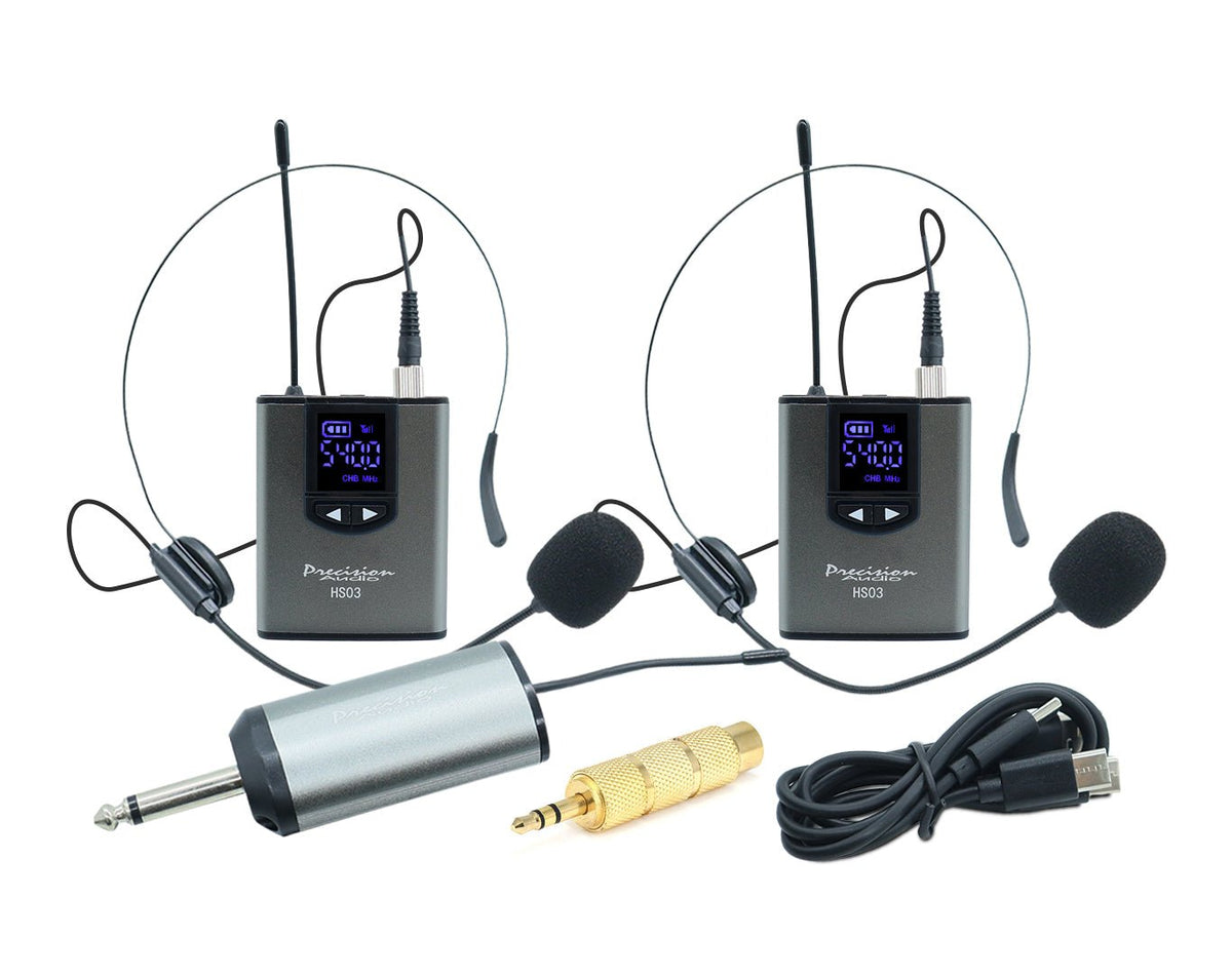 Dual UHF Wireless Headset Microphone System HS03