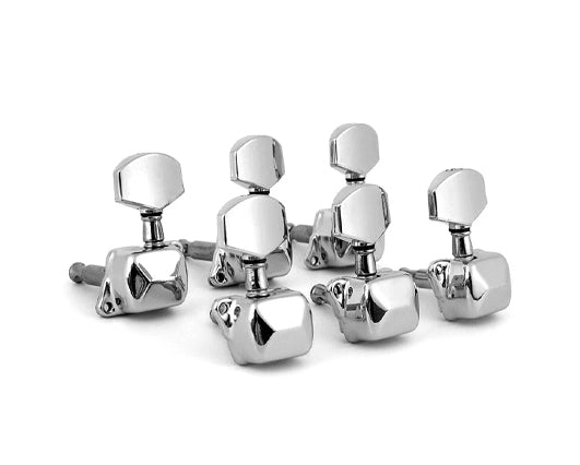 Tuning Pegs Semi-Closed Machine Heads for Acoustic Guitar Chrome 3L+3R Set 6pc K807