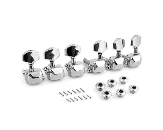 Tuning Pegs Semi-Closed Machine Heads for Acoustic Guitar Chrome 3L+3R Set 6pc K807