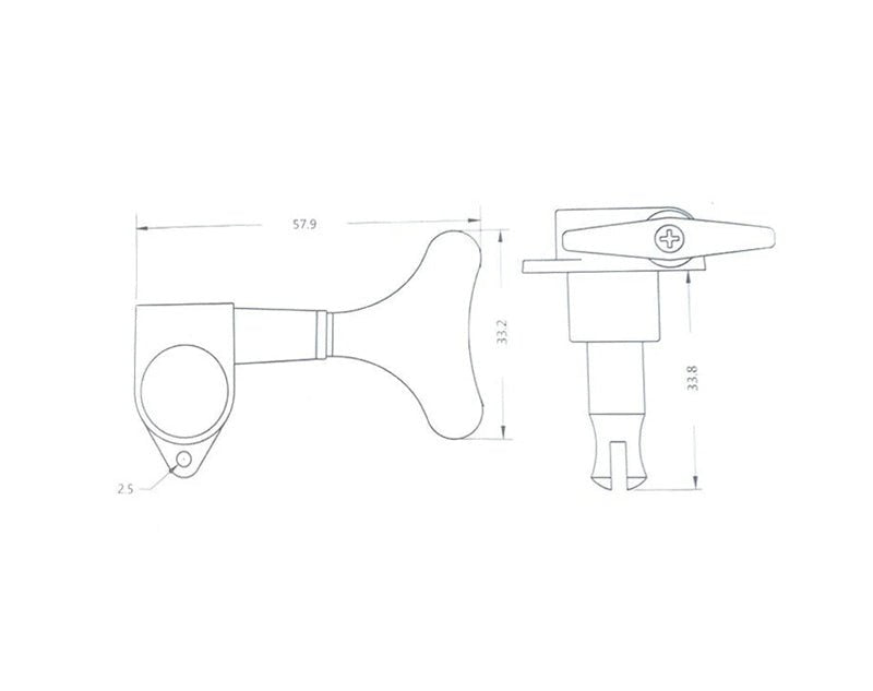 Tuning Pegs Machine Heads for Bass Guitars 2L+2R Set 4pc K815